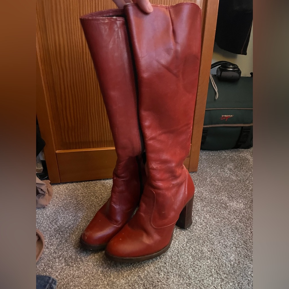 vintage red high boots size 6
